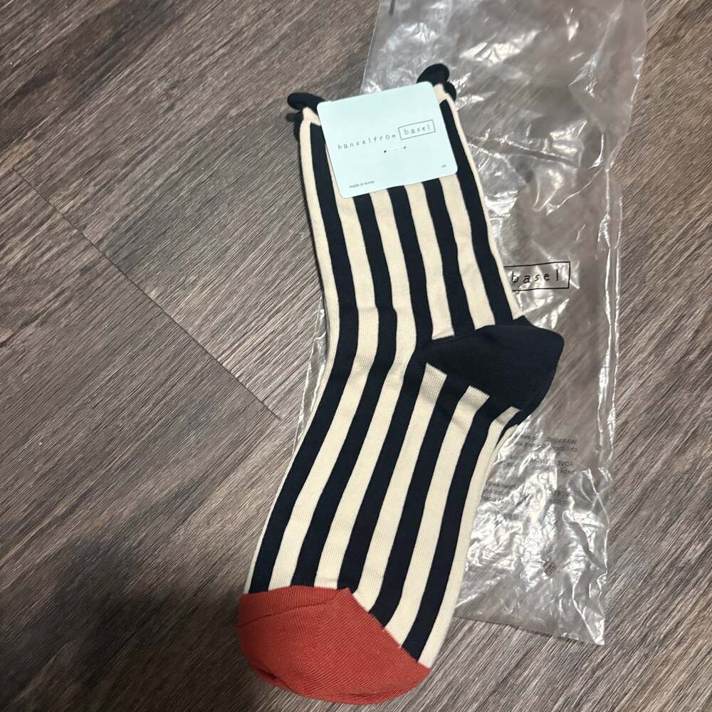 Hansel From Basel Black Striped Women's Socks NWT NEW
